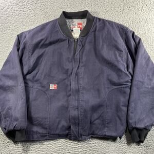 BIG BILL FR JACKER MENS XL NAVY BLUE FULL ZIP WORKWEAR HRC 3 BOMBER *READ*